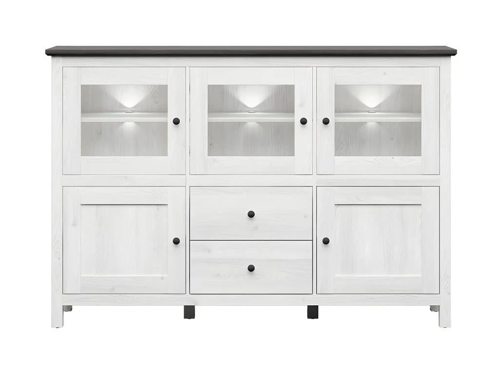 Buffet 5 Portes 2 Tiroirs Avec LED Duck Blanc Et Bois Foncé 5 Buffet 5 Portes 2 Tiroirs Avec LED Duck Blanc Et Bois Foncé – Image 3