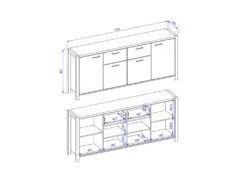 Buffet 210cm Collection BOWIE 4 Portes, 2 Tiroirs. Couleur Chêne Et Noir -Mobilia Boutique buffet 9521567