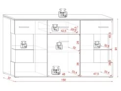 Buffet 3 Portes 1 Tiroir Avec LED Danae Blanc -Mobilia Boutique buffet 9521685