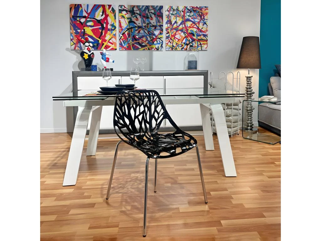 Lot De 2 Chaises Noires Empilables Avec Piètement Métal Chromé - NOVA 4 Lot De 2 Chaises Noires Empilables Avec Piètement Métal Chromé - NOVA – Image 2