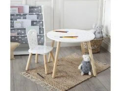 Chaise Enfant Coloris Blanc Motif étoiles - Longueur 32 X Profondeur 31,5 X Hauteur 50 Cm -Mobilia Boutique chaise 10021271