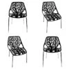 Lot De 4 Chaises Noires Empilables Avec Piètement Métal Chromé - NOVA -Mobilia Boutique chaise 10022057