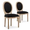 Lot De 2 Chaises Médaillon Louis XVI Tissu Noir -Mobilia Boutique chaise 10022085