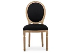 Lot De 2 Chaises Médaillon Louis XVI Tissu Noir -Mobilia Boutique chaise 10022091