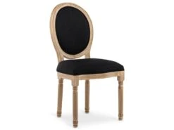 Lot De 4 Chaises Médaillon Louis XVI Tissu Noir -Mobilia Boutique chaise 10022109