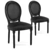 Lot De 2 Chaises Médaillon Louis XVI Velours Noir -Mobilia Boutique chaise 10022115