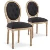 Lot De 2 Chaises Médaillon Capitonnées Louis XVI Tissu Noir 1 Lot De 2 Chaises Médaillon Capitonnées Louis XVI Tissu Noir -Mobilia Boutique chaise 10022129