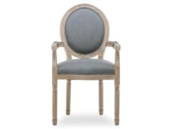 Fauteuil Médaillon Louis XVI Tissu Gris -Mobilia Boutique chaise 10022143