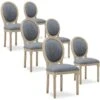 Lot De 6 Chaises Médaillon Louis XVI Tissu Gris -Mobilia Boutique chaise 10022153