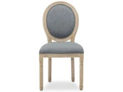 Lot De 6 Chaises Médaillon Louis XVI Tissu Gris -Mobilia Boutique chaise 10022155