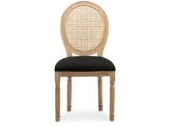 Lot De 4 Chaises Médaillon Louis XVI Cannage Rotin Tissu Noir -Mobilia Boutique chaise 10022163