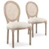 Lot De 2 Chaises Médaillon Louis XVI Cannage Rotin Tissu Beige 1 Lot De 2 Chaises Médaillon Louis XVI Cannage Rotin Tissu Beige -Mobilia Boutique chaise 10022221