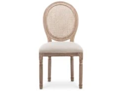 Lot De 2 Chaises Médaillon Louis XVI Cannage Rotin Tissu Beige -Mobilia Boutique chaise 10022227