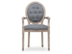 Fauteuil Médaillon Capitonné Louis XVI Tissu Gris 5 Fauteuil Médaillon Capitonné Louis XVI Tissu Gris -Mobilia Boutique chaise 10022237