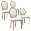 Lot De 4 Chaises Médaillon Louis XVI Tissu Beige -Mobilia Boutique chaise 10022261