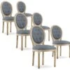 Lot De 6 Chaises Médaillon Capitonnées Louis XVI Tissu Gris 1 Lot De 6 Chaises Médaillon Capitonnées Louis XVI Tissu Gris -Mobilia Boutique chaise 10022281