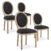 Lot De 4 Chaises Médaillon Capitonnées Louis XVI Tissu Noir -Mobilia Boutique chaise 10022285