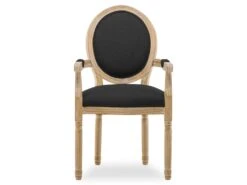 Lot De 2 Fauteuils Médaillon Louis XVI Tissu Noir -Mobilia Boutique chaise 10022301