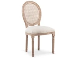 Lot De 6 Chaises Médaillon Louis XVI Cannage Rotin Tissu Beige -Mobilia Boutique chaise 10022313