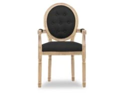 Fauteuil Médaillon Capitonné Louis XVI Tissu Noir -Mobilia Boutique chaise 10022321