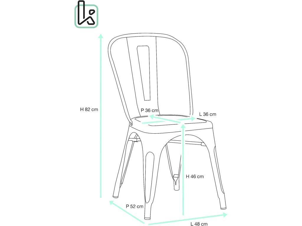 KAYELLES Lot De 2 Chaises Bistrot Chaise Metal Industriel BROOK (noir) 7 KAYELLES Lot De 2 Chaises Bistrot Chaise Metal Industriel BROOK (noir) – Image 5