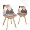 Lot 2 Chaises Scandinaves Patchwork LAO (Marron) -Mobilia Boutique chaise 10026345