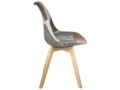 Lot 2 Chaises Scandinaves Patchwork LAO (Marron) -Mobilia Boutique chaise 10026349
