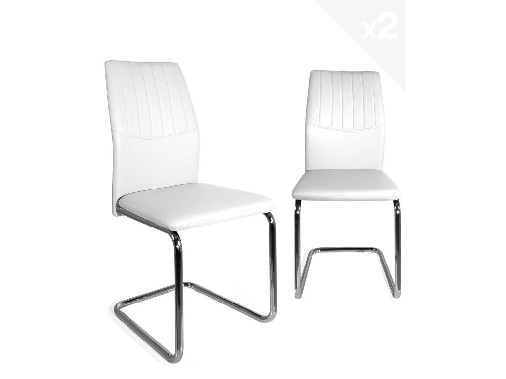 KAYELLES Lot De 2 Chaises De Salle à Manger Contemporaine Design DINA (blanc) 3 KAYELLES Lot De 2 Chaises De Salle à Manger Contemporaine Design DINA (blanc)