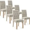 Lot De 6 Chaises Capitonnées Gaya Tissu Beige -Mobilia Boutique chaise 10029191