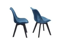 Lot De 4 Chaises En Velours NORA Bleues Avec Coussin - HAPPY GARDEN -Mobilia Boutique chaise 10029399