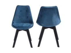 Lot De 4 Chaises En Velours NORA Bleues Avec Coussin - HAPPY GARDEN -Mobilia Boutique chaise 10029401