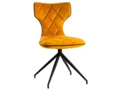 STYK - Lot De 4 Chaises Tissu Curry Surpiqures Carreaux -Mobilia Boutique chaise 10030287