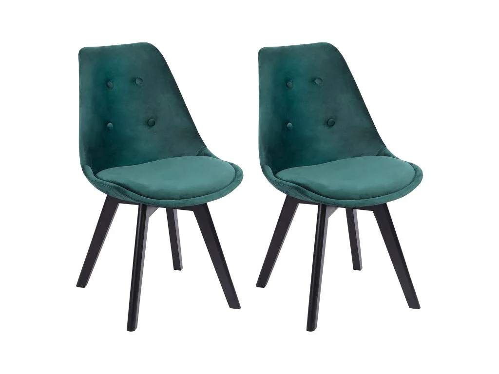 Lot De 2 Chaises En Velours NORA Vertes Avec Coussin - HAPPY GARDEN 4 Lot De 2 Chaises En Velours NORA Vertes Avec Coussin - HAPPY GARDEN – Image 2