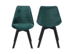 Lot De 2 Chaises En Velours NORA Vertes Avec Coussin - HAPPY GARDEN 10 Lot De 2 Chaises En Velours NORA Vertes Avec Coussin - HAPPY GARDEN -Mobilia Boutique chaise 10030349