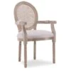 Fauteuil Médaillon Louis XVI Cannage Rotin Tissu Beige 2 Fauteuil Médaillon Louis XVI Cannage Rotin Tissu Beige -Mobilia Boutique chaise 10030407