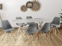 Lot De 6 Chaises En Polypropylène Et Hêtre - Gris Et Naturel Clair - SERANI 10 Lot De 6 Chaises En Polypropylène Et Hêtre - Gris Et Naturel Clair - SERANI -Mobilia Boutique chaise 10150533