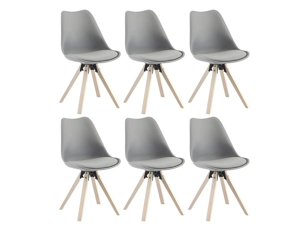Lot De 6 Chaises En Polypropylène Et Hêtre - Gris Et Naturel Clair - SERANI 9 Lot De 6 Chaises En Polypropylène Et Hêtre - Gris Et Naturel Clair - SERANI – Image 7