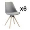 Lot De 6 Chaises En Polypropylène Et Hêtre - Gris Et Naturel Clair - SERANI -Mobilia Boutique chaise 10150555