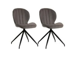 FOLA - Lot De 2 Chaises Simili Taupe Piètement Etoile