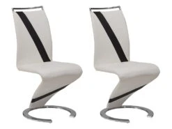 Lot De 2 Chaises TWIZY - Simili Blanc & Noir