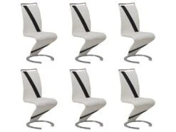Lot De 6 Chaises TWIZY - Simili Blanc & Noir 11 Lot De 6 Chaises TWIZY - Simili Blanc & Noir -Mobilia Boutique chaise 10557111