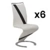 Lot De 6 Chaises TWIZY - Simili Blanc & Noir -Mobilia Boutique chaise 10557113