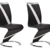 Lot De 2 Chaises TWIZY - Simili Noir & Blanc -Mobilia Boutique chaise 10557123