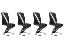 Lot De 4 Chaises TWIZY - Simili Noir & Blanc -Mobilia Boutique chaise 10557155