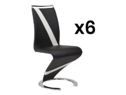 Lot De 6 Chaises TWIZY - Simili Noir & Blanc