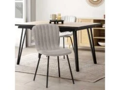 Pack 4 Chaises Lucky Recouvertes De Tissu Gris Clair -Mobilia Boutique chaise 10557655