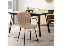 Pack 4 Chaises Lucky Recouvertes De Tissu Beige -Mobilia Boutique chaise 10557665