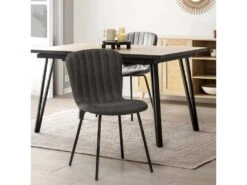Pack 4 Chaises Lucky Recouvertes De Tissu Gris Foncé -Mobilia Boutique chaise 10557675