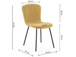 Pack 4 Chaises Lucky Recouvertes De Tissu Moutarde -Mobilia Boutique chaise 10557683