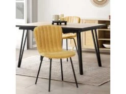 Pack 4 Chaises Lucky Recouvertes De Tissu Moutarde -Mobilia Boutique chaise 10557685